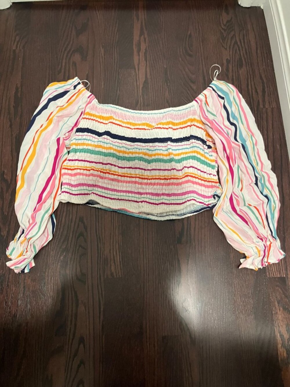 ELOQUII Elements Women's Smocked Off The Shoulder Top, Multi, Size 26/28, NWT